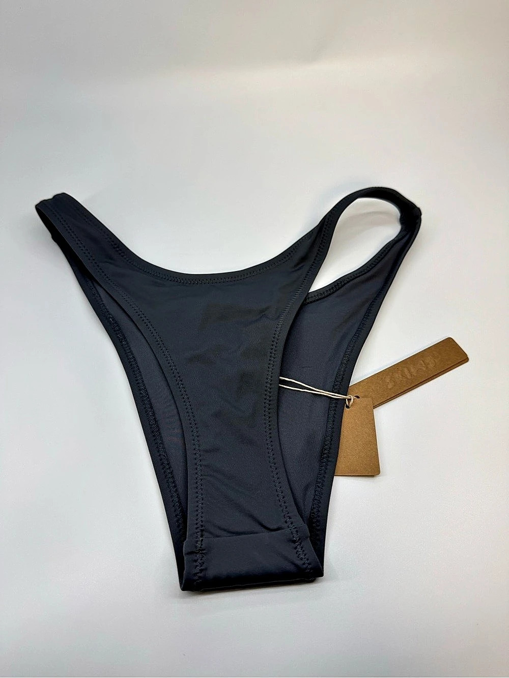 SKIMS Recycled Swim Cheeky Tanga Bikini Bottom Gunmetal Size XS NWT